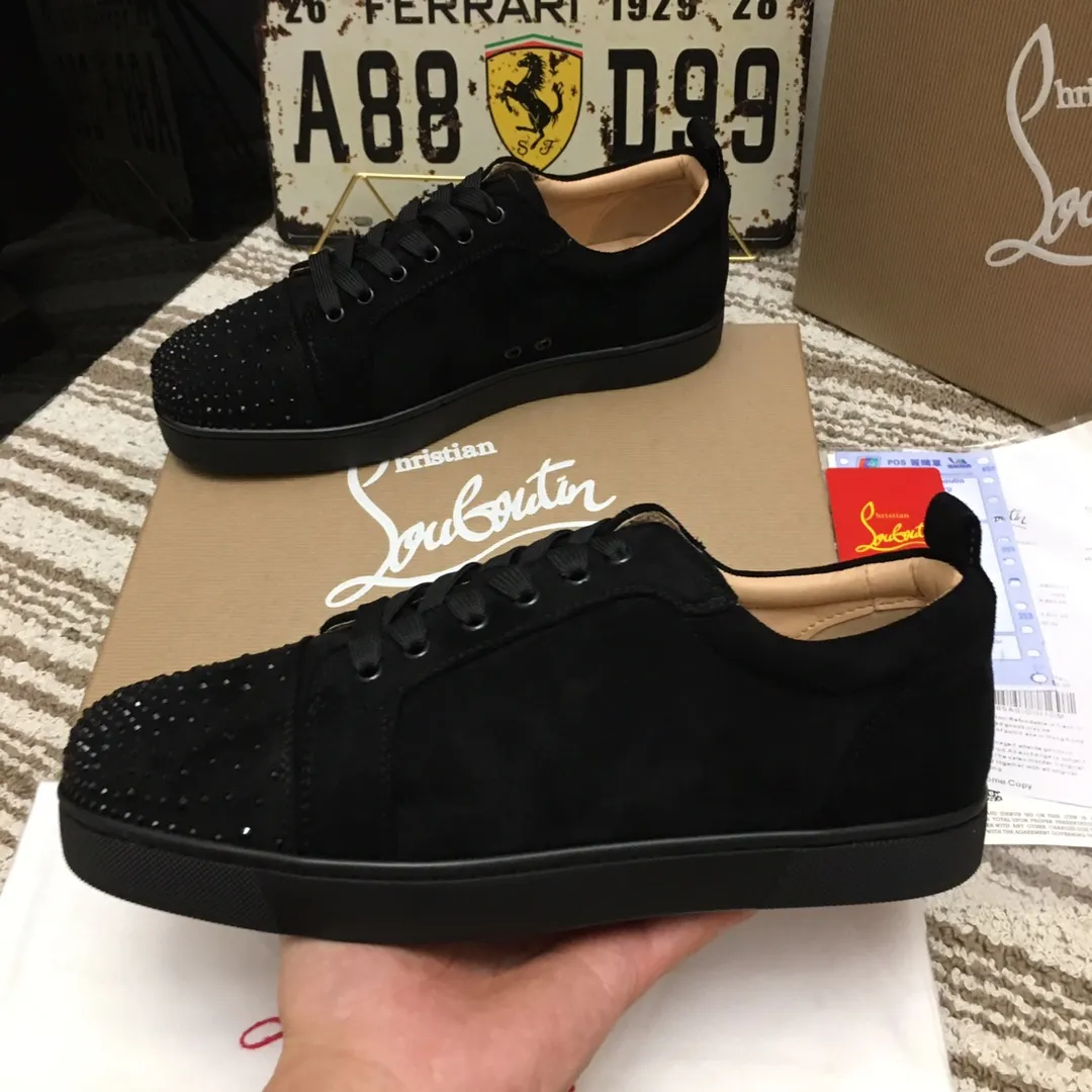 Ex-factory price 440. christian louboutin (CL red sole shoes) counter hot diamond series, high-top casual sneakers for couples 📢 📢 📢 Exclusive hot style release 🎈🎈💪 Movable latex feet 👻 Finished outsole sewing line [satisfied] 😝Female 35-40# Male 38#-46, global supply😝 [Top version]: original imported cowhide suede upper, top original leather lining, original molded TPU outsole, original 1:1 detail processing, original shoe last,